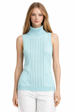 Socal Look Ribbed Women’s Sleeveless Turtleneck Top Y2K Cute