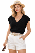 Socal Look Women's Sleeveless V-Neck Crop Top in Stretchable Viscose