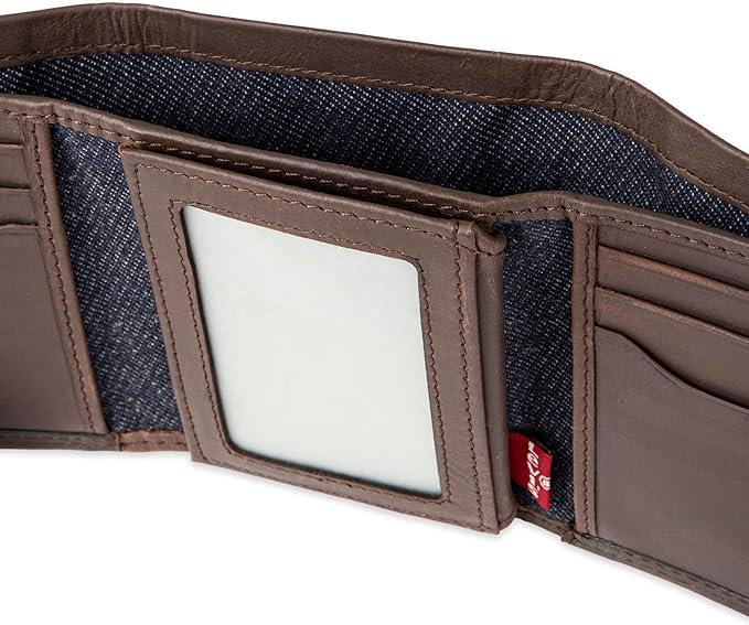 Levi's Men's RFID Trifold Leather Wallet -Slim Classic Billfold