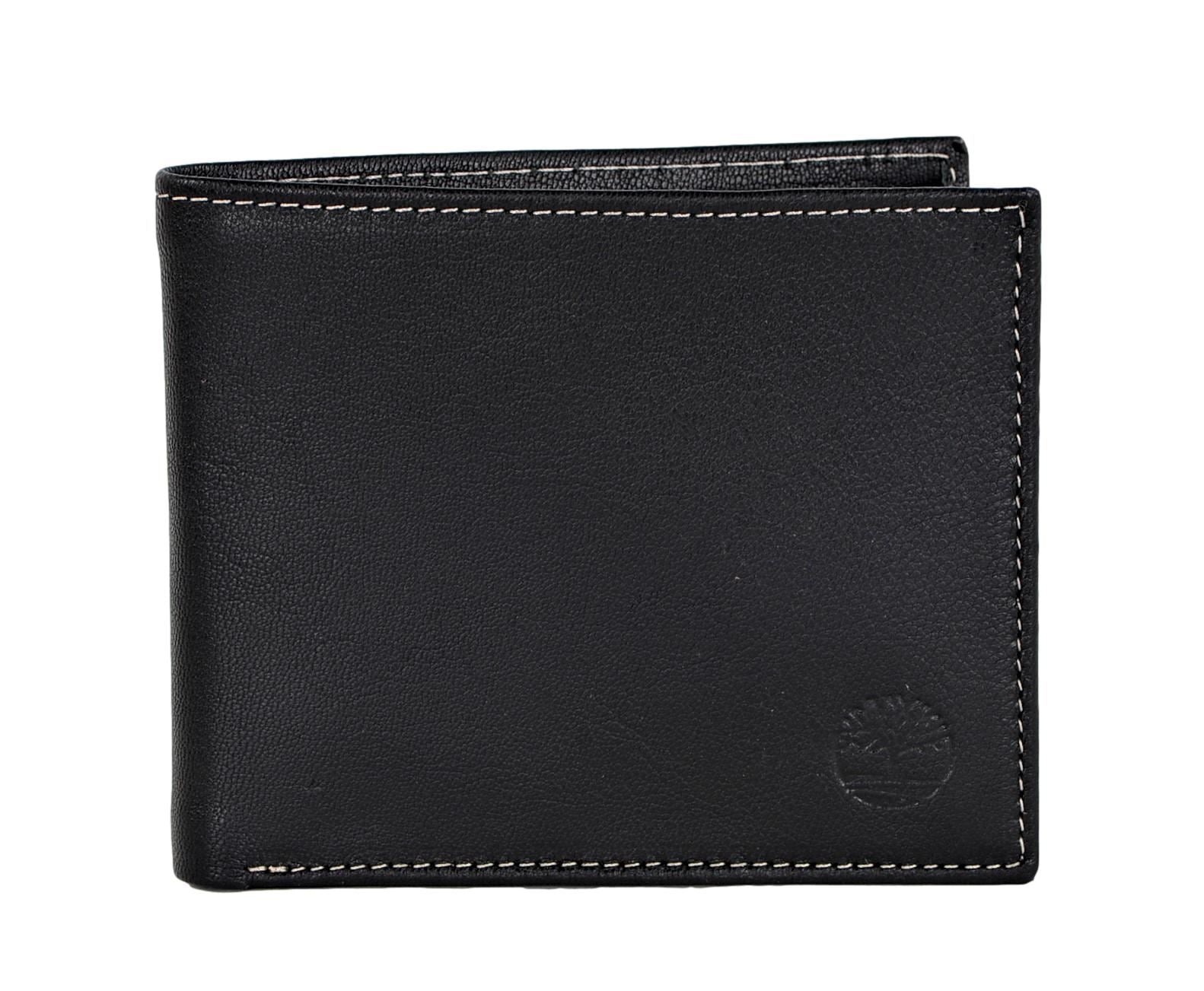 Timberland Men's Genuine Leather Bifold Passcase Wallet with Flip ID Pocket