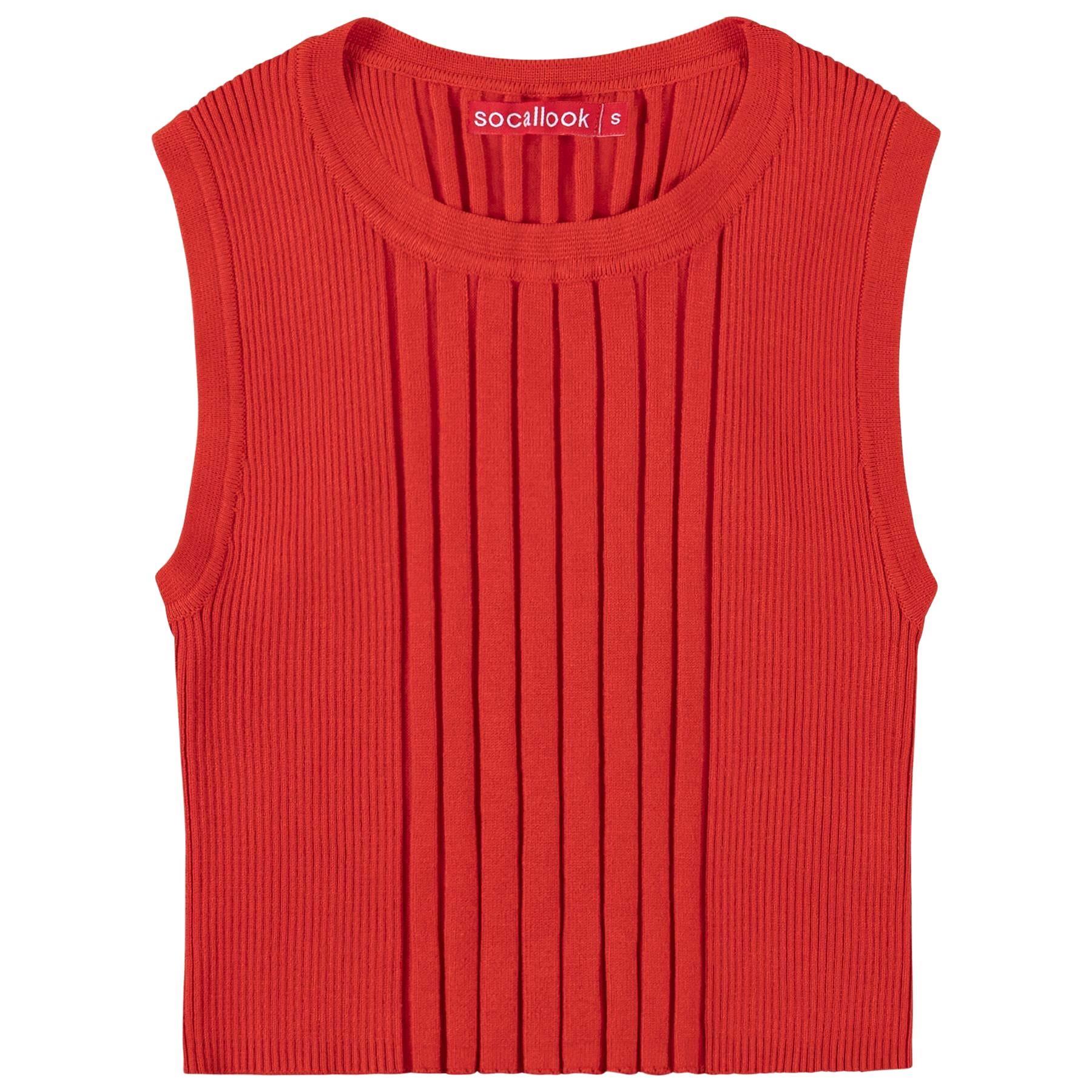 Socal Look Women’s Ribbed Knit Sleeveless Crop Tank Top