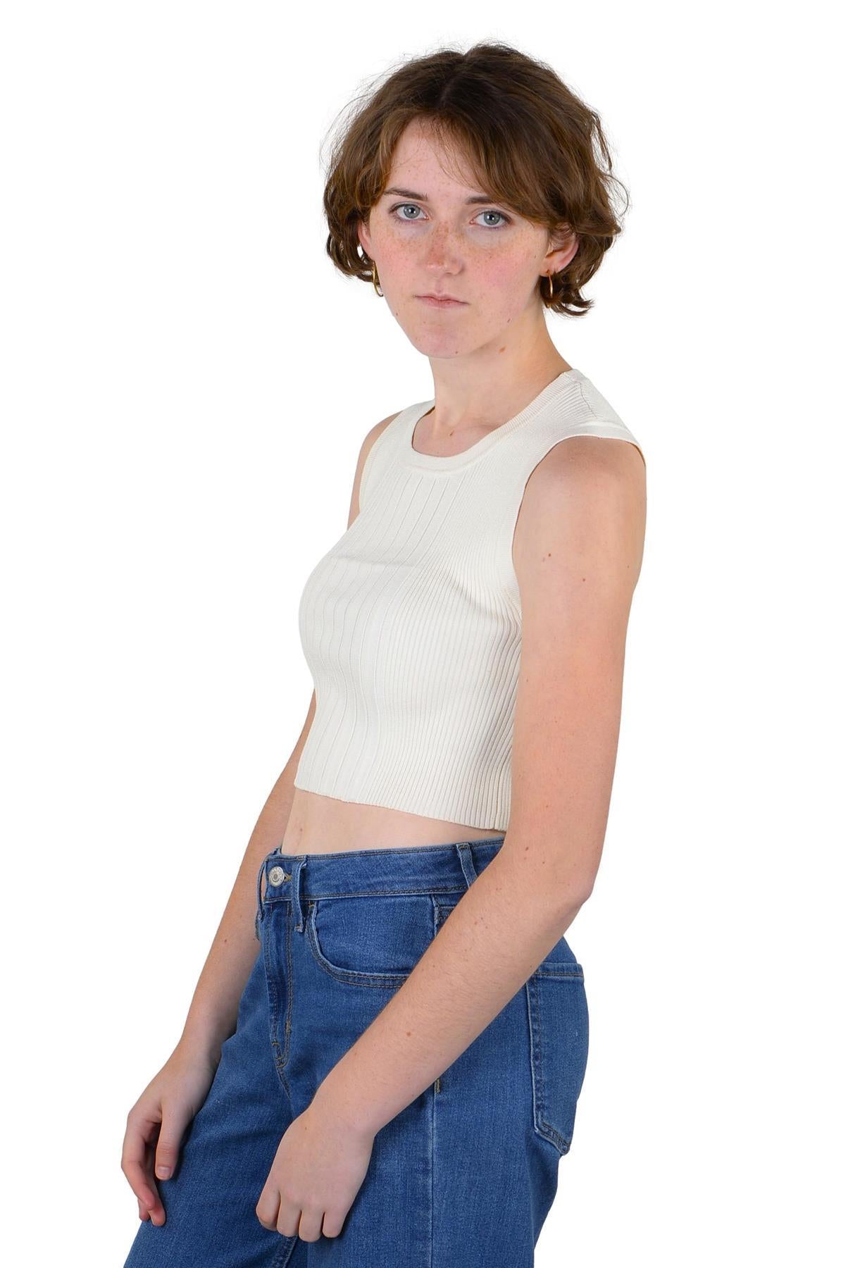 Socal Look Women’s Ribbed Knit Sleeveless Crop Tank Top