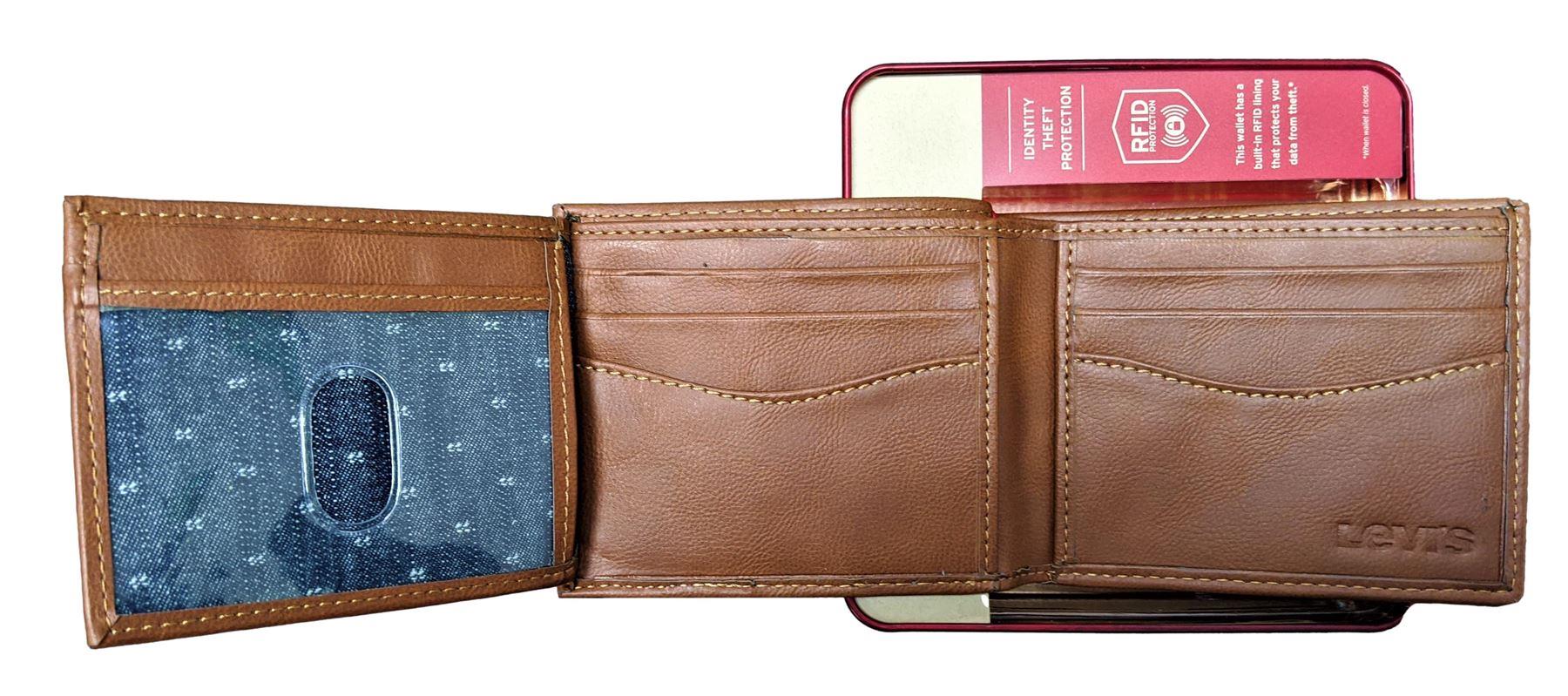 Levi's Men's RFID Bifold Leather Wallet Slim Classic Billfold