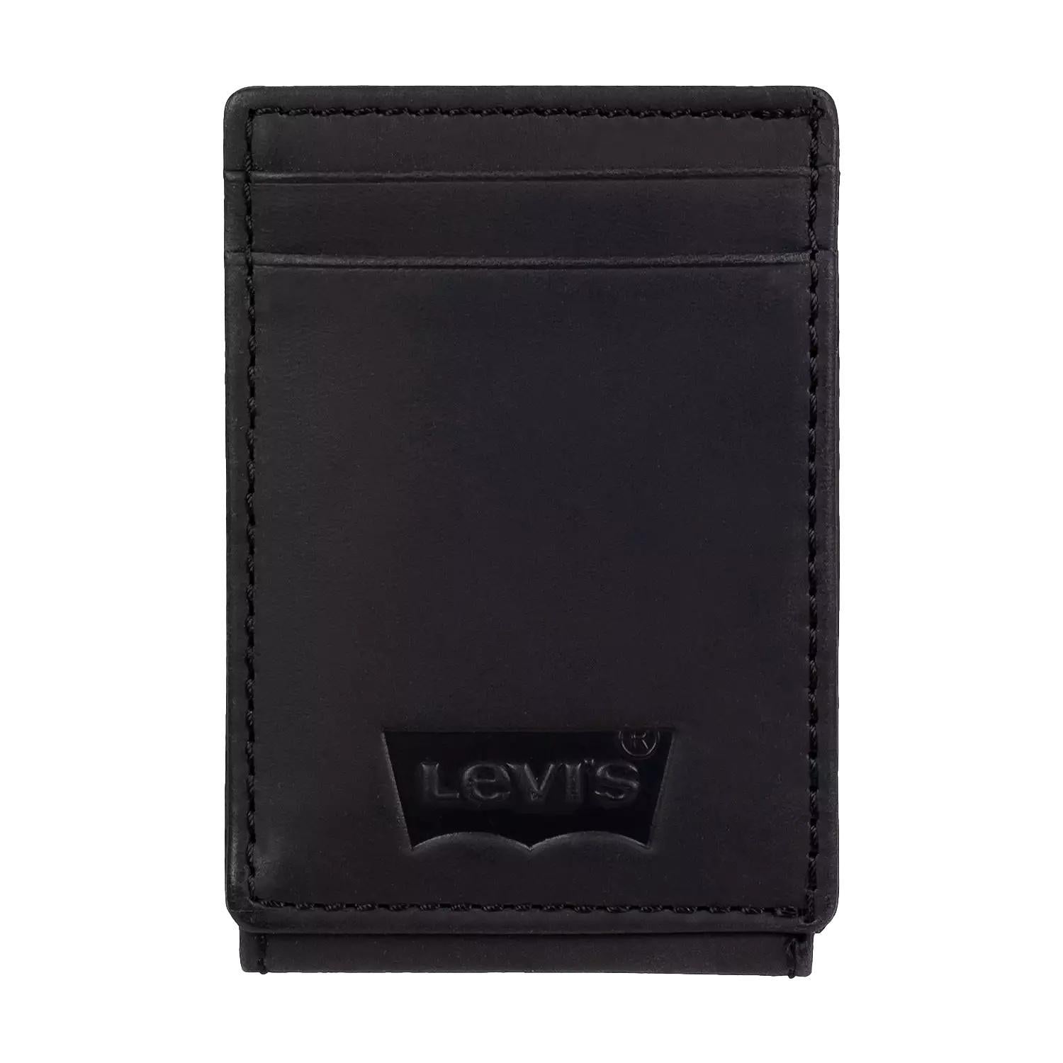 Levi's Men's RFID Magnetic Front Pocket Card Case  Slim Wallet Black