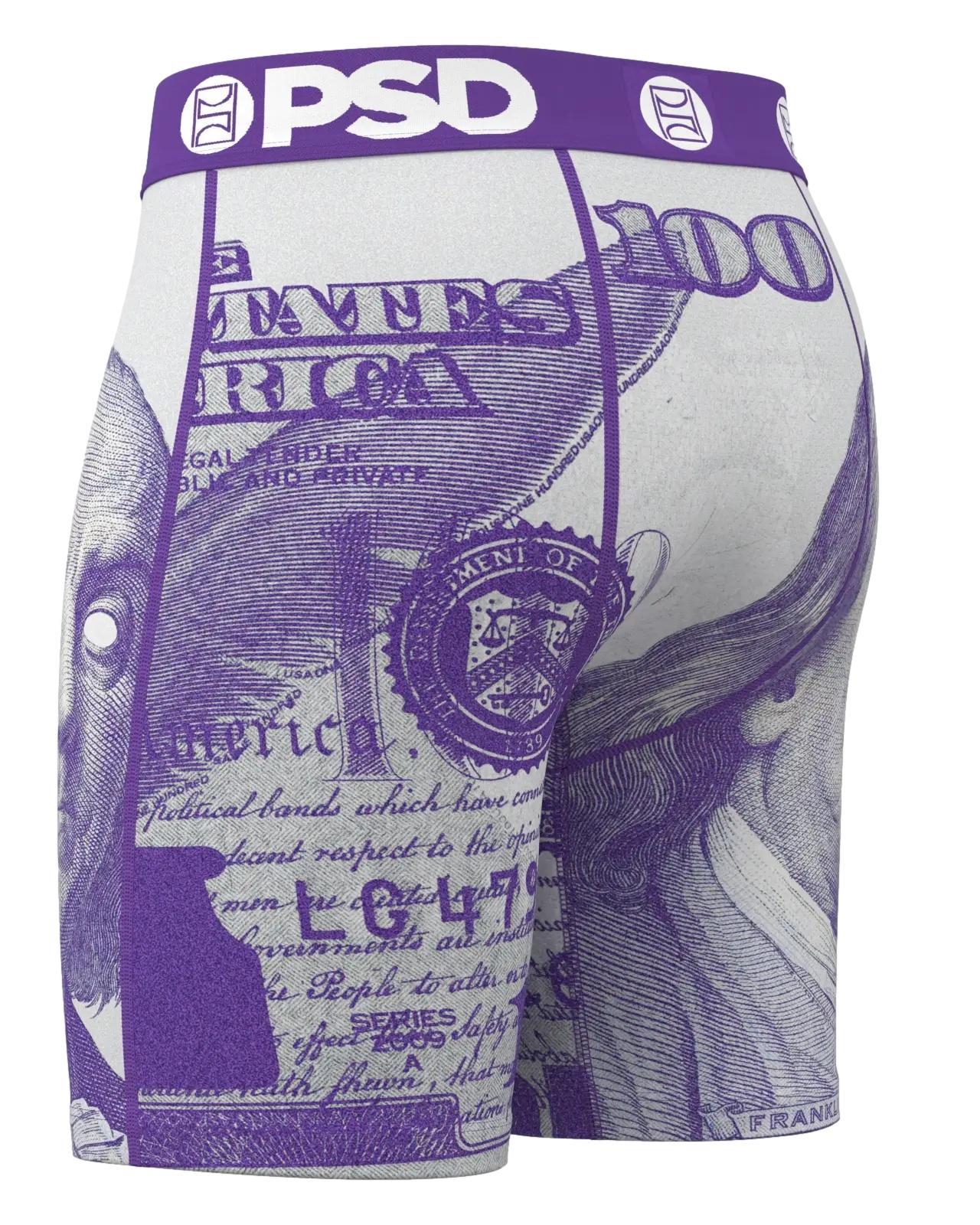 PSD Men's C-Note Purple Boxer Briefs - Breathable and Supportive Underwear