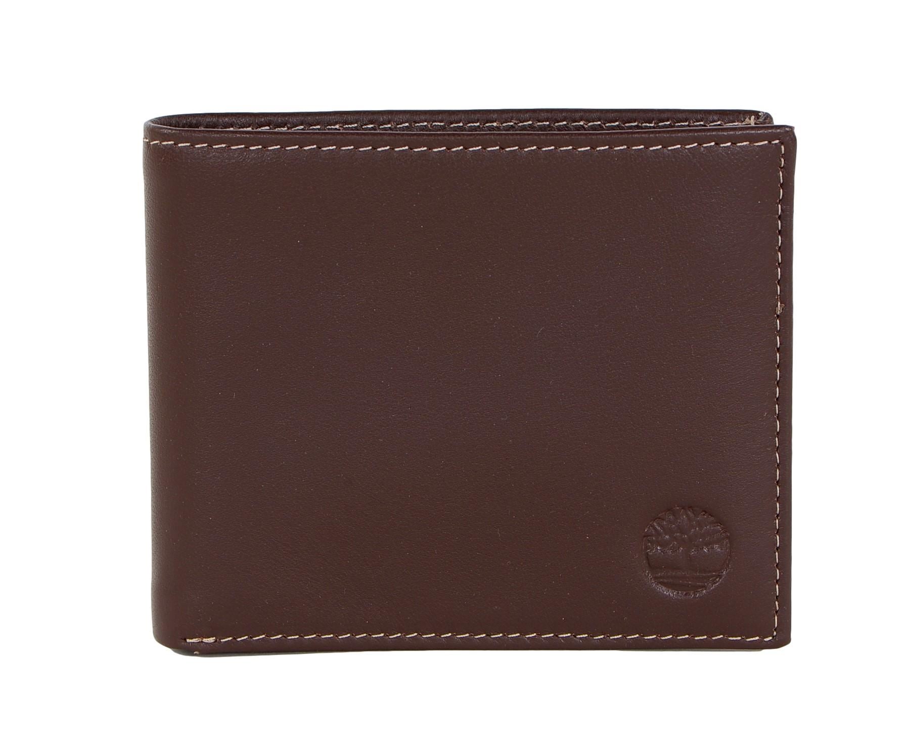Timberland Men's Genuine Leather Bifold Passcase Wallet with Flip ID Pocket