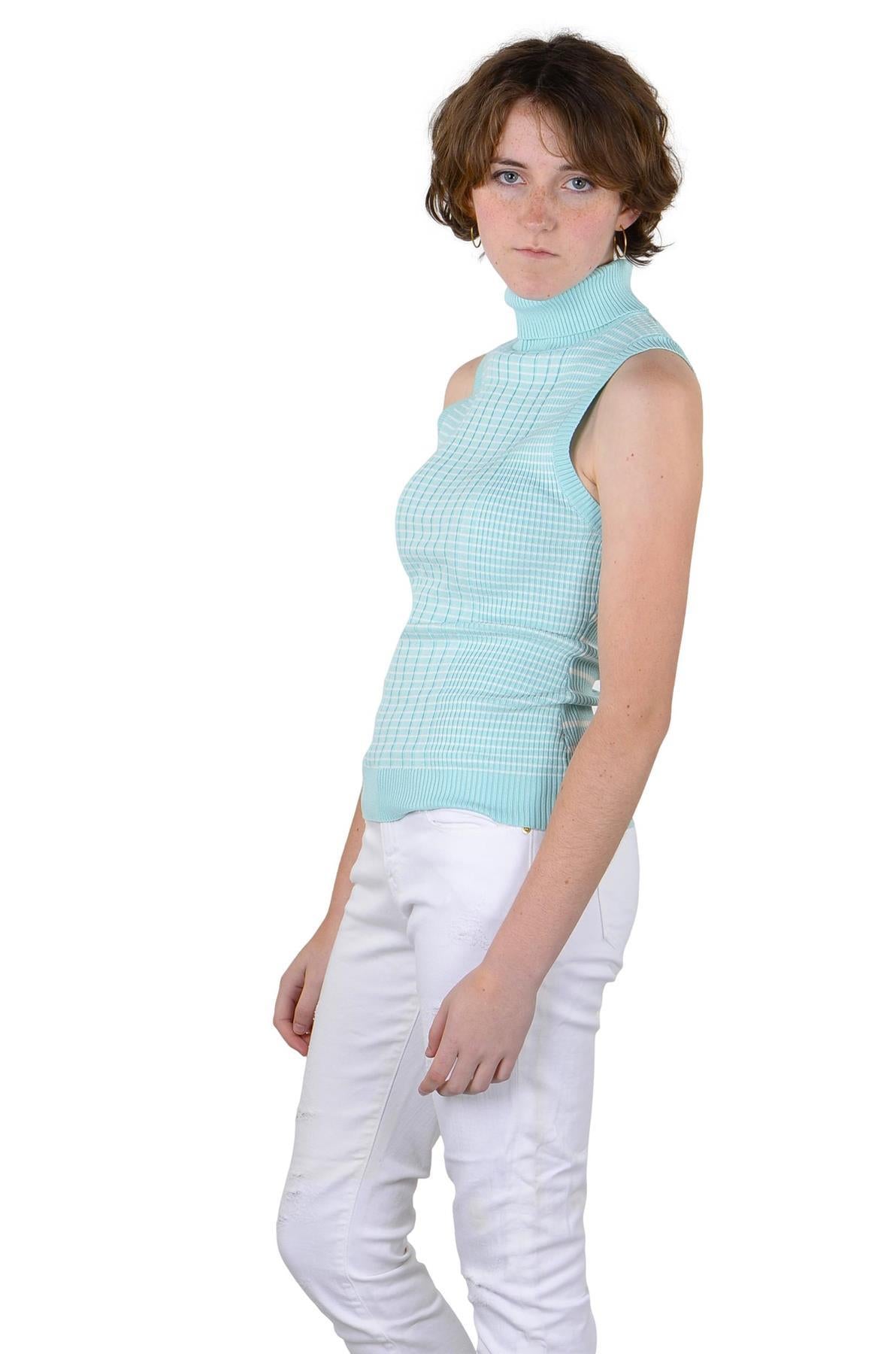 Socal Look Ribbed Women’s Sleeveless Turtleneck Top Y2K Cute