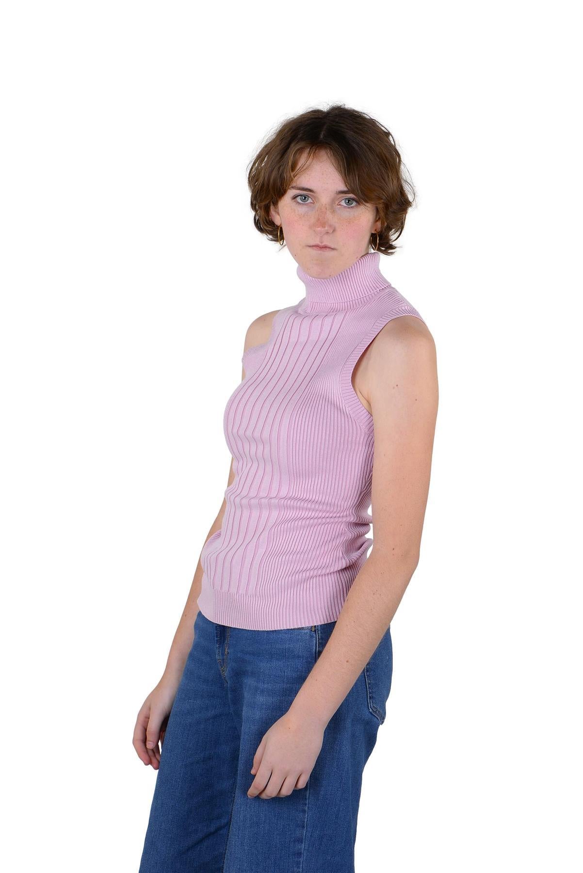 Socal Look Ribbed Women’s Sleeveless Turtleneck Top Y2K Cute