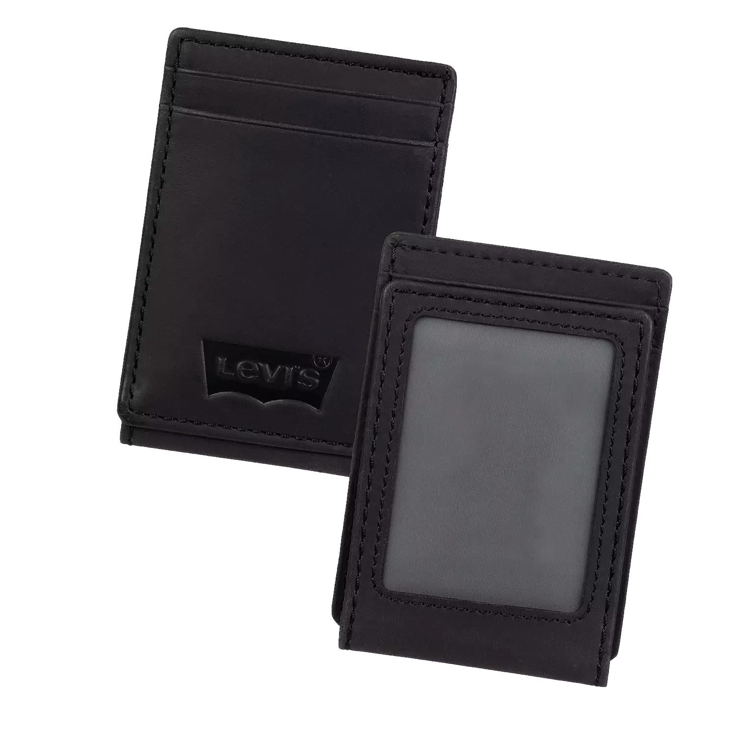 Levi's Men's RFID Magnetic Front Pocket Card Case  Slim Wallet Black