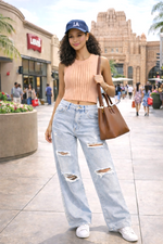 Socal Look Women's Sleeveless Crew Neck Sweater Top in Stretchable Viscose Blend