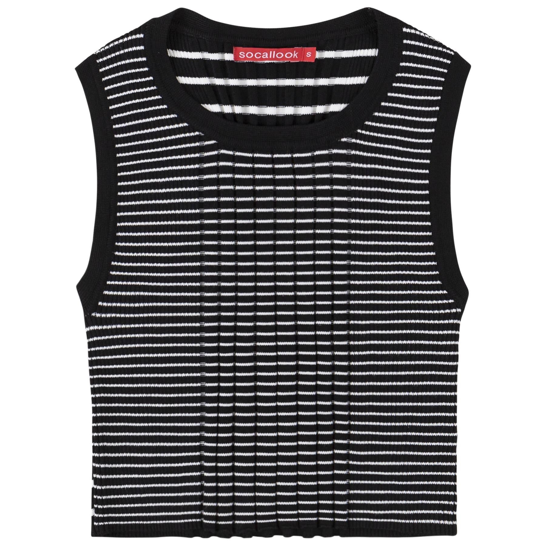 Socal Look Women’s Ribbed Knit Sleeveless Crop Tank Top