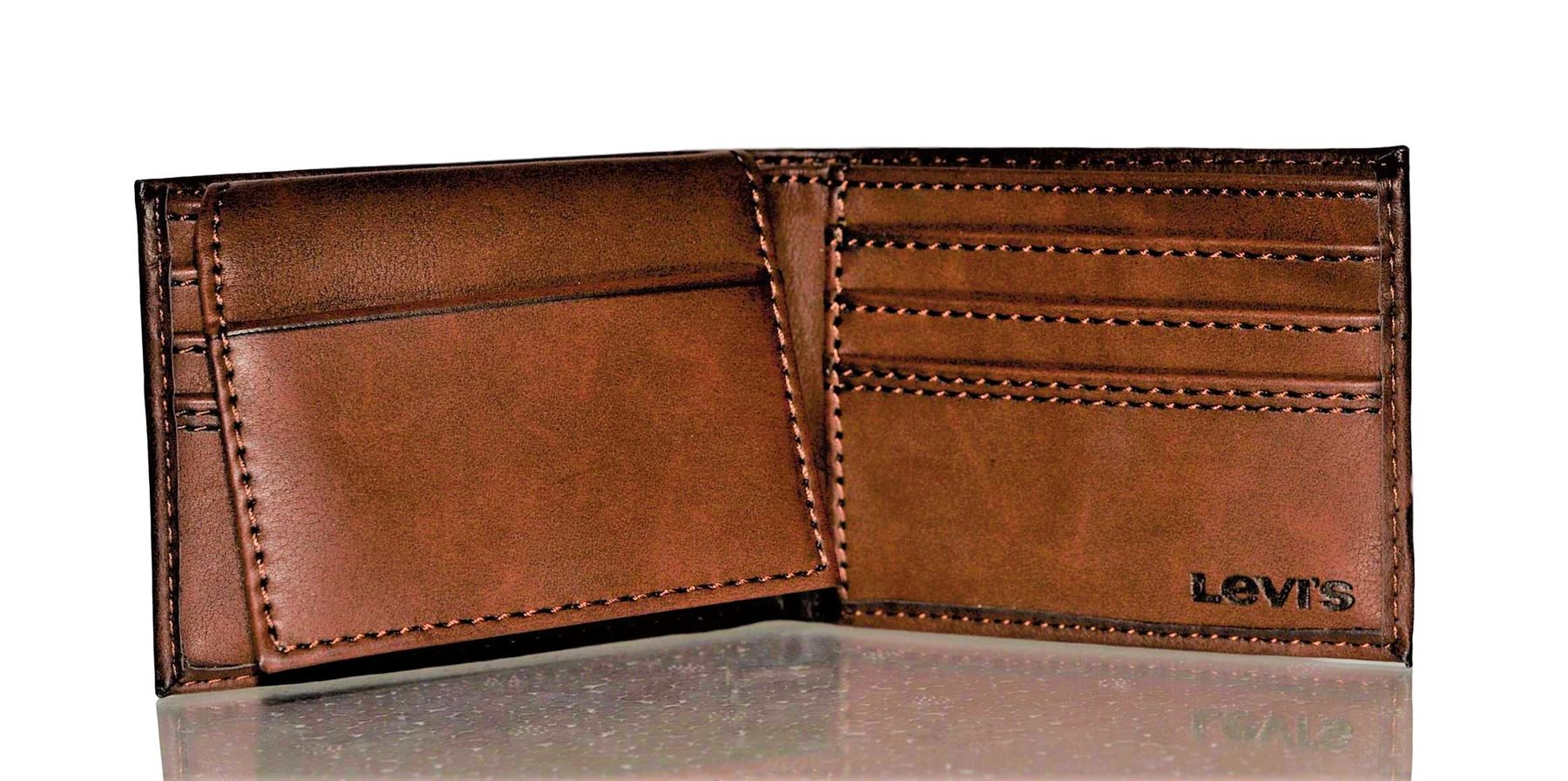Levi's Men's RFID Bifold Leather Wallet Slim Classic Billfold