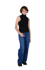 Socal Look Ribbed Women’s Sleeveless Turtleneck Top Y2K Cute