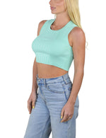 Socal Look Women’s Ribbed Knit Sleeveless Crop Tank Top