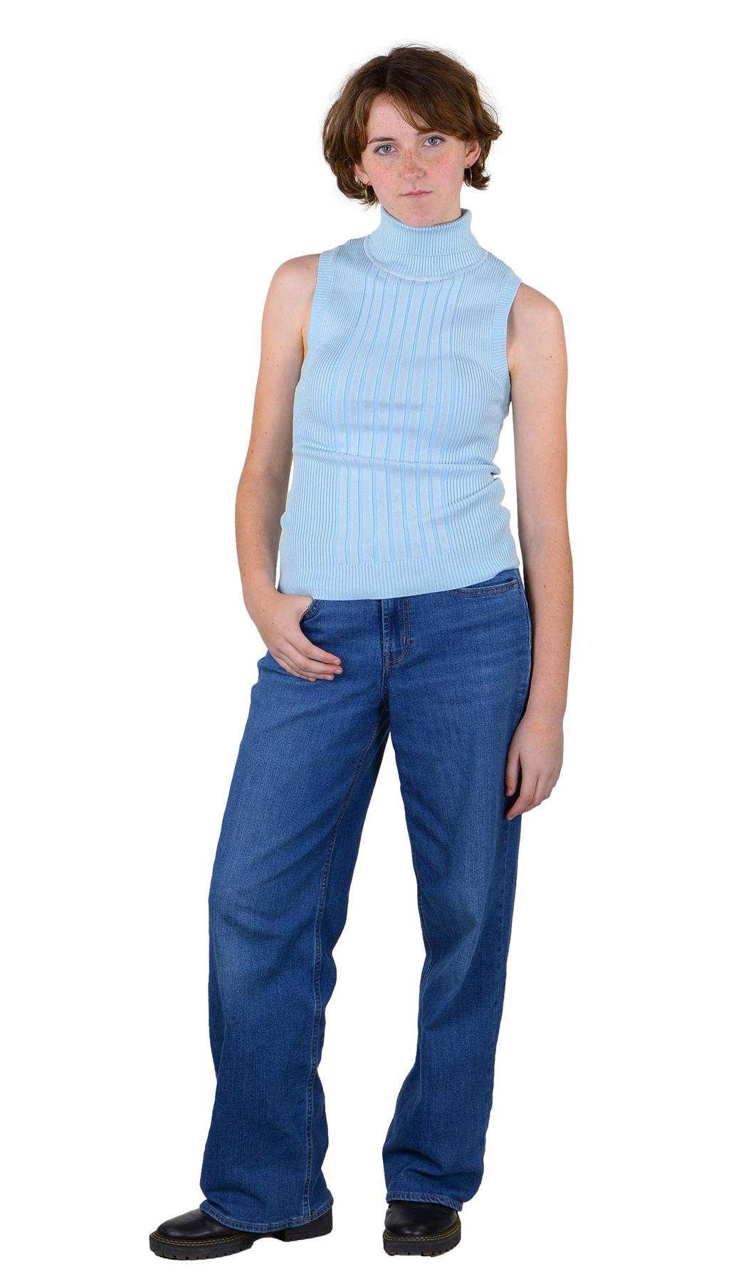 Socal Look Ribbed Women’s Sleeveless Turtleneck Top Y2K Cute