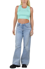 Socal Look Women’s Ribbed Knit Sleeveless Crop Tank Top