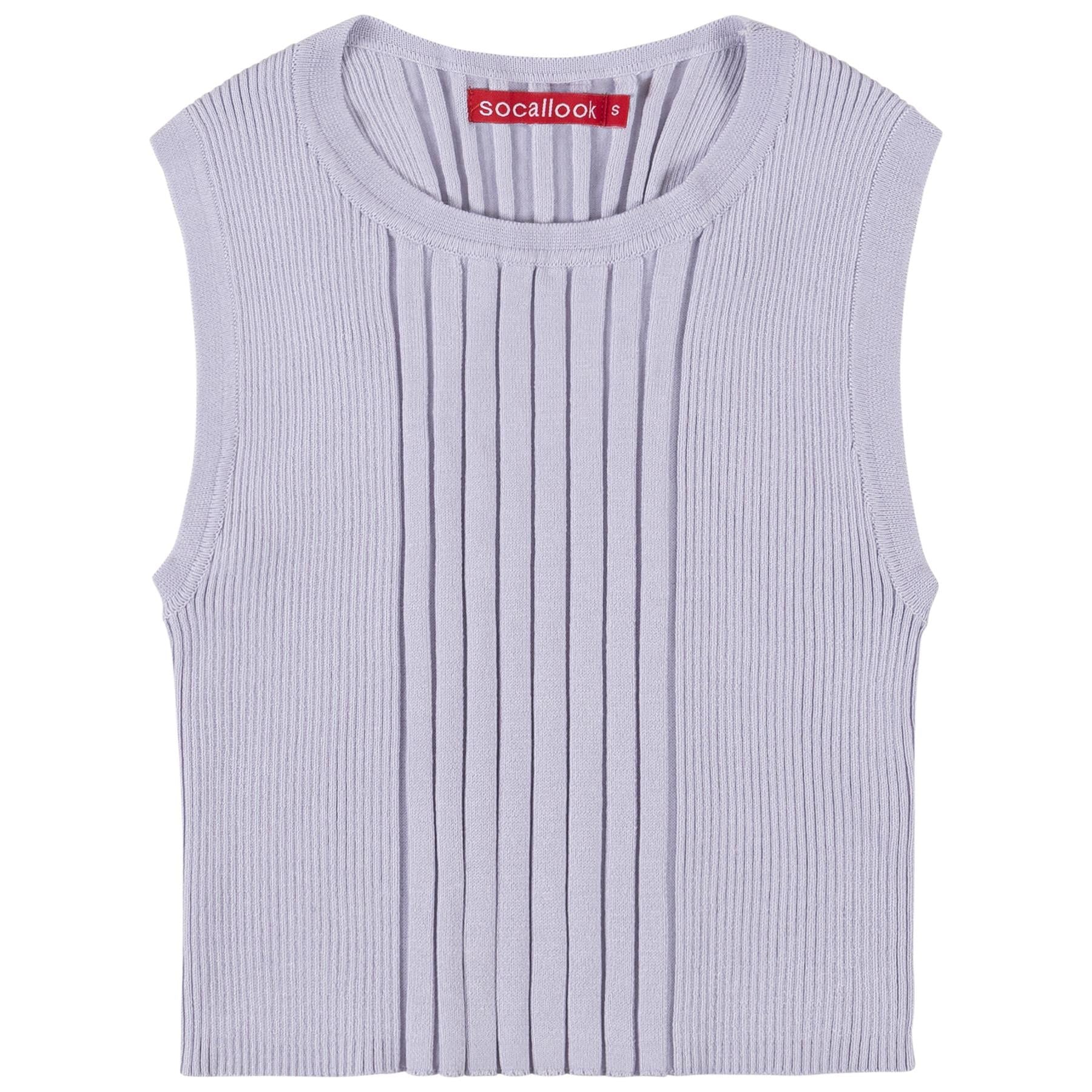 Socal Look Women’s Ribbed Knit Sleeveless Crop Tank Top
