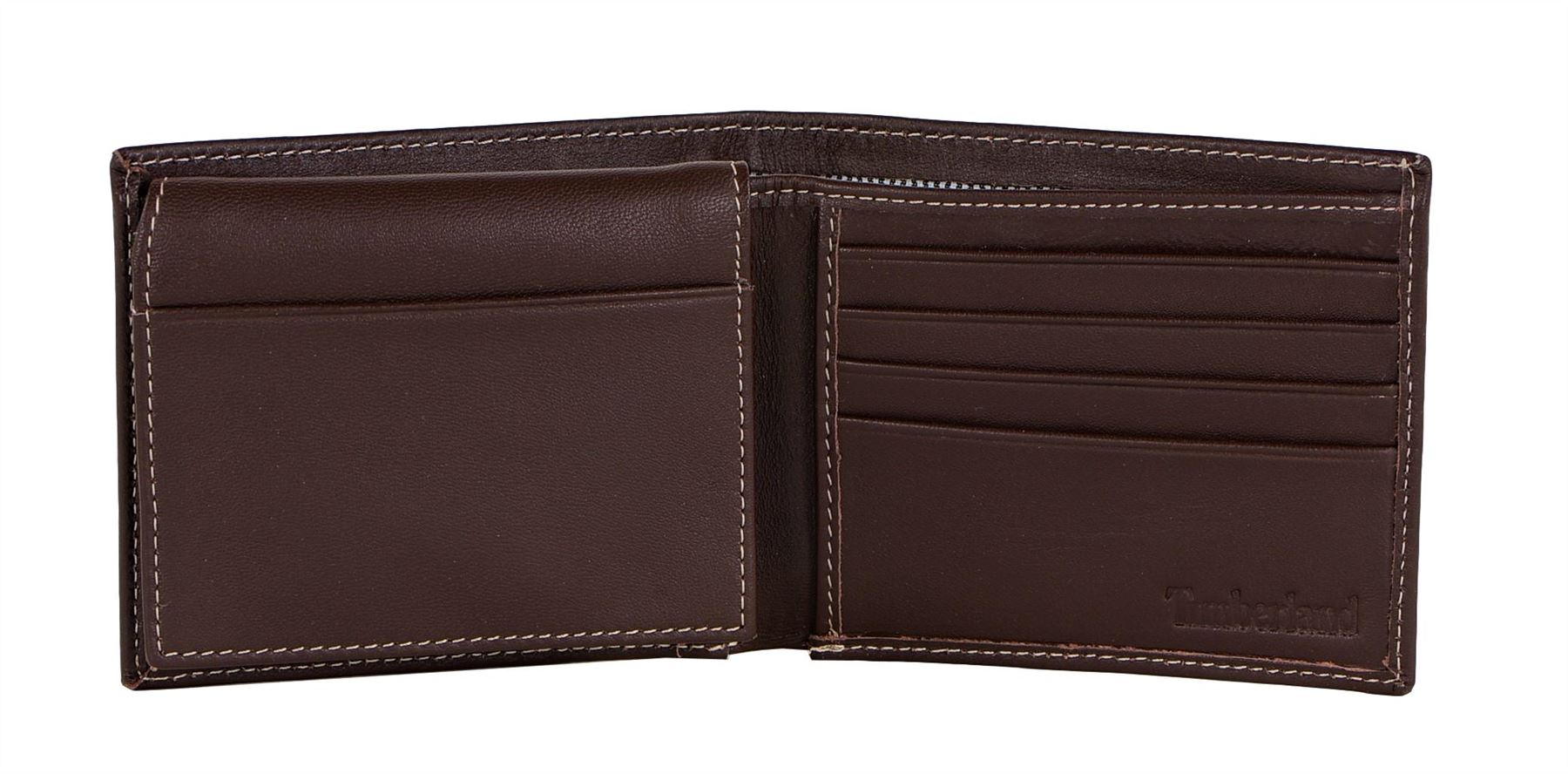 Timberland Men's Genuine Leather Bifold Passcase Wallet with Flip ID Pocket