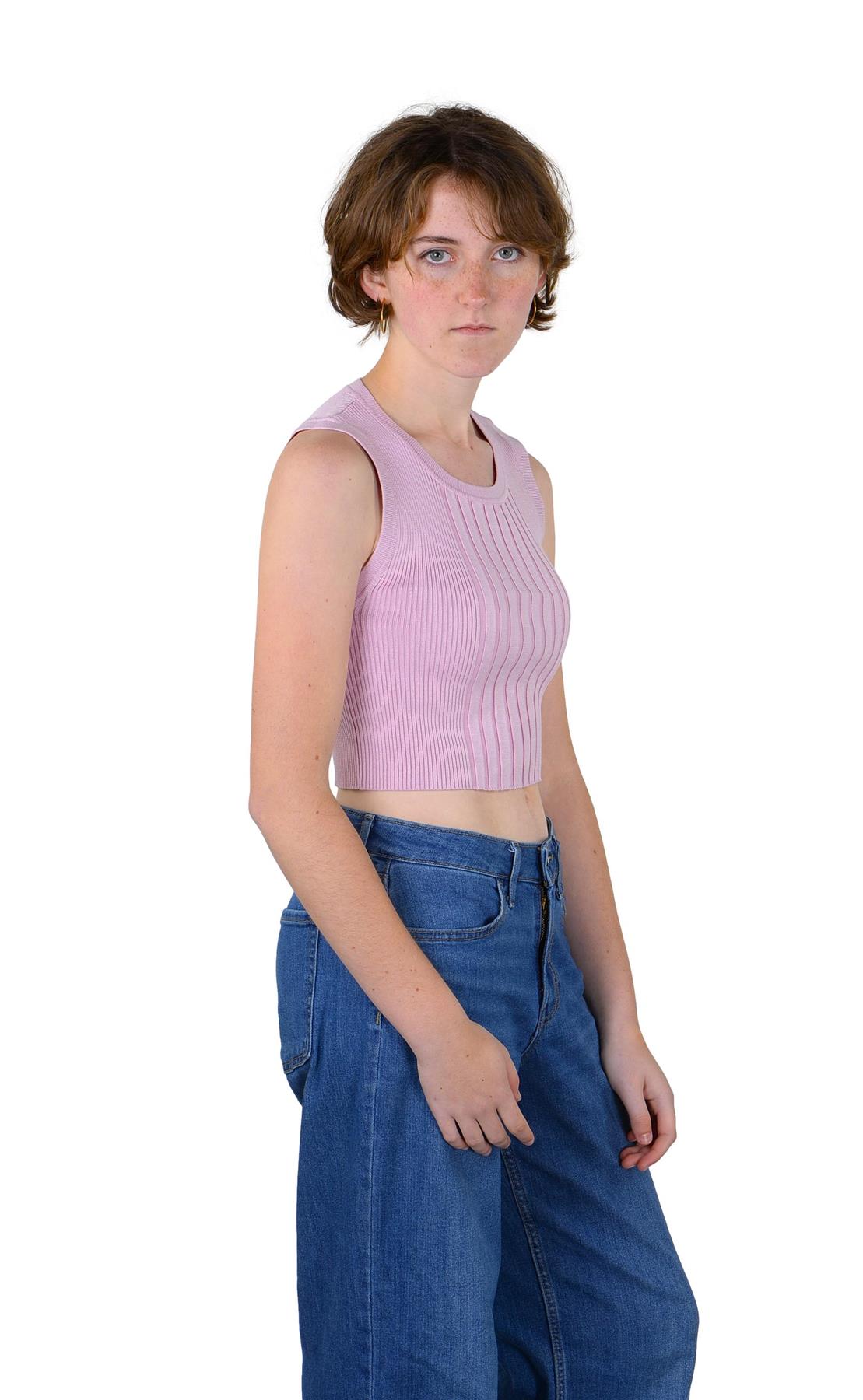 Socal Look Women’s Ribbed Knit Sleeveless Crop Tank Top