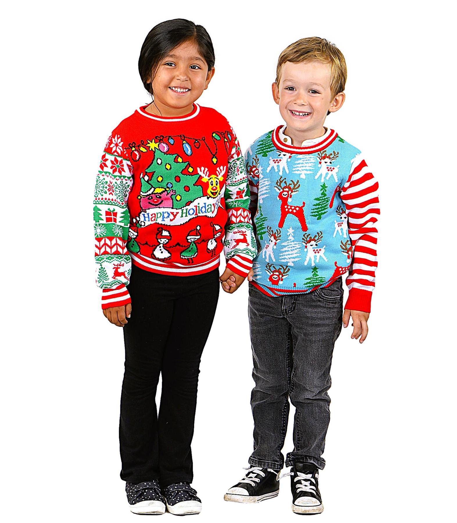 SOCAL LOOK Ugly Christmas Sweater for Kids- Unisex Children Red Color Long Sleeve Funny and Festive Tacky Cute Holiday Xmas Pullover for Boys & Girls