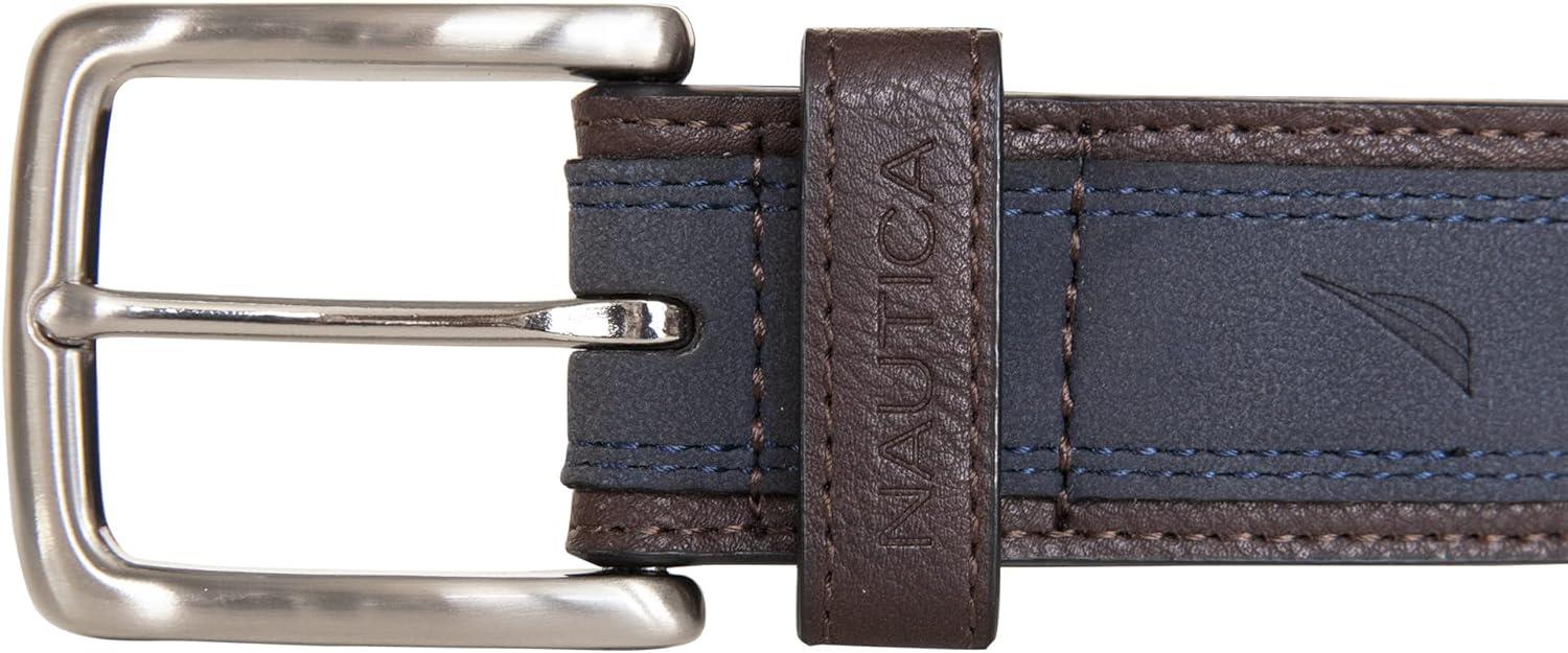 Nautica Men's Casual Overlay Leather Belt