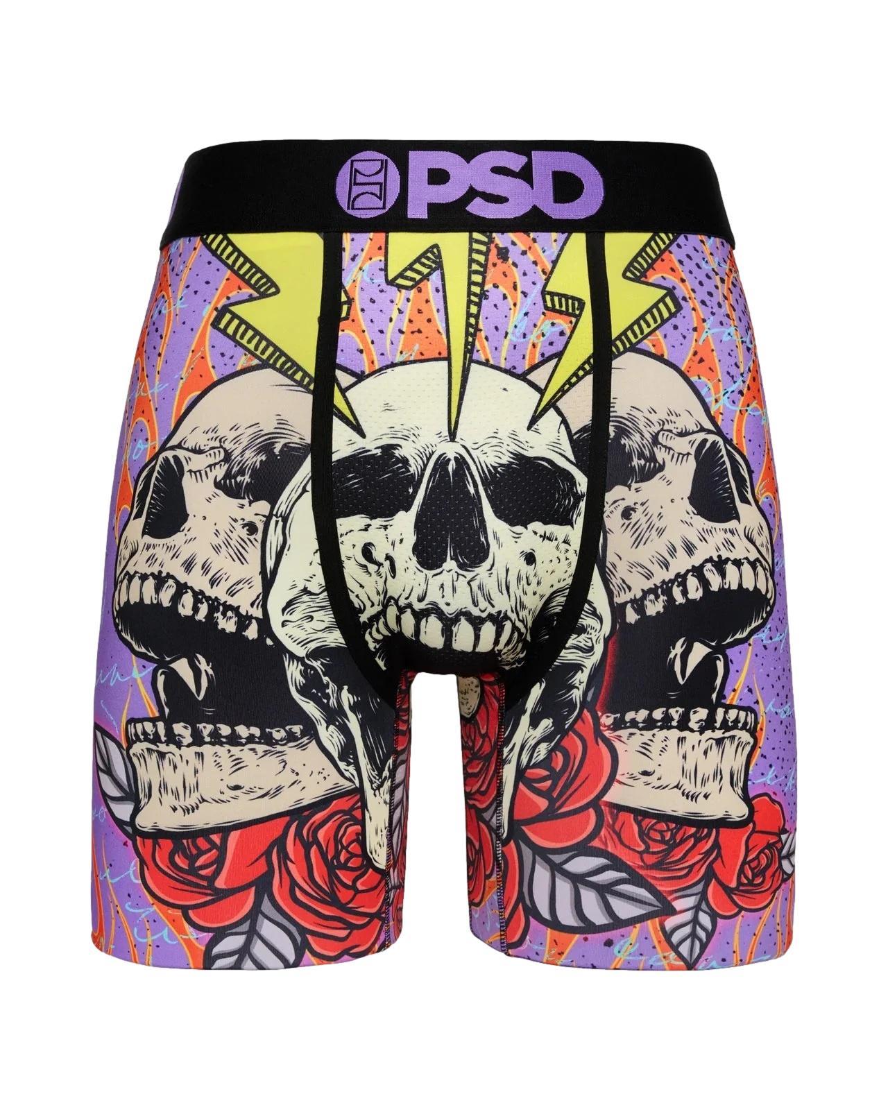 PSD Men's Insane Flaming Bones Boxer Briefs Multi Color