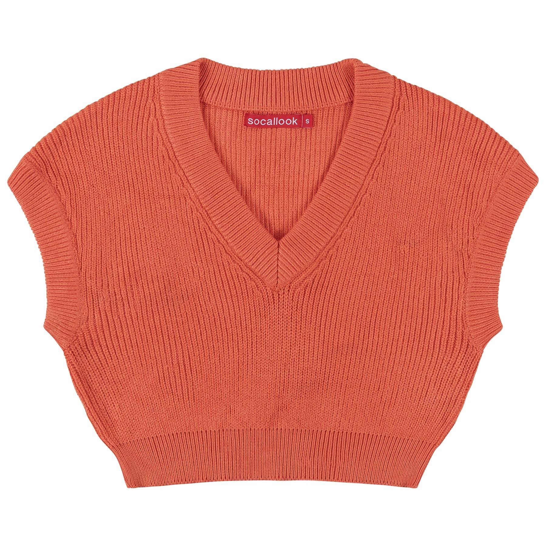 Socal Look Women's Sleeveless V-Neck Crop Top in Stretchable Viscose