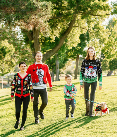 SOCAL LOOK Ugly Christmas Sweater for Teens, Green Long Sleeve Unisex Youth Cute Penguin Holiday Xmas Pullover for Big Boys & Girls