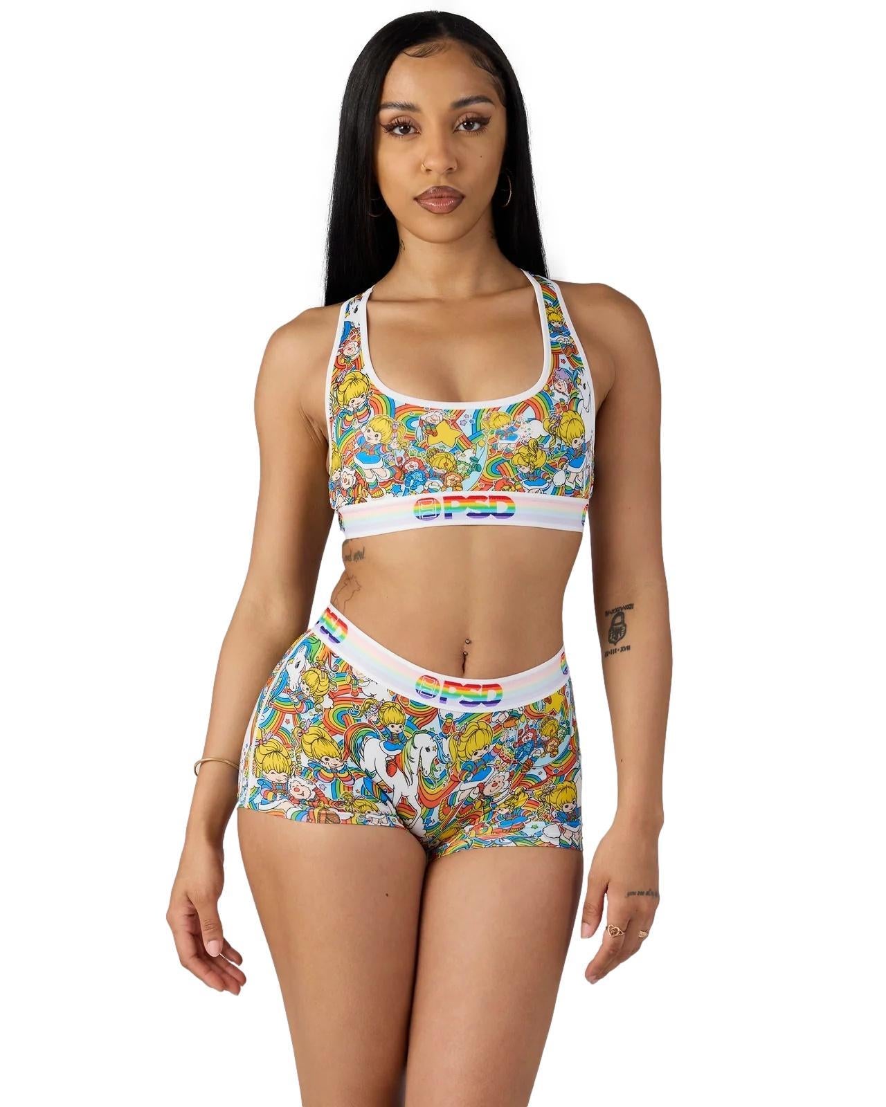 PSD Women Boy Shorts - RB Rainbow Twist Full Coverage Stretch Underwear