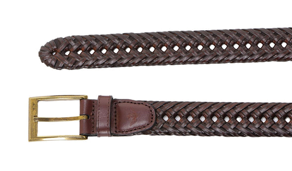 Dockers Men's 32MM Wide Faux Leather Braided Belt Tan