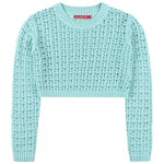 SOCAL LOOK Women’s Crochet Cotton Crop Top Long Sleeve Crew Neck