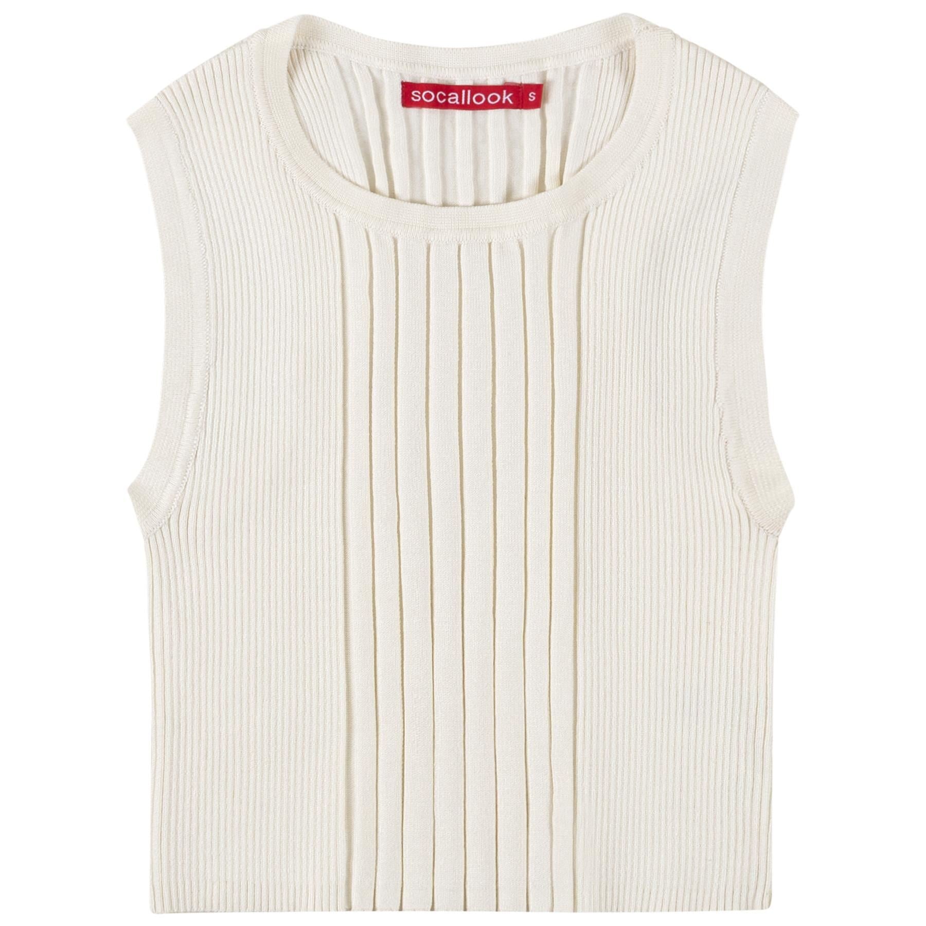 Socal Look Women’s Ribbed Knit Sleeveless Crop Tank Top