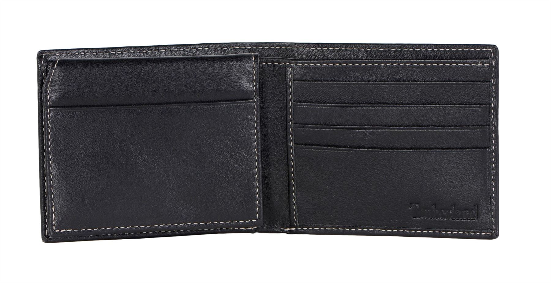 Timberland Men's Genuine Leather Bifold Passcase Wallet with Flip ID Pocket