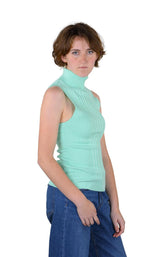 Socal Look Ribbed Women’s Sleeveless Turtleneck Top Y2K Cute