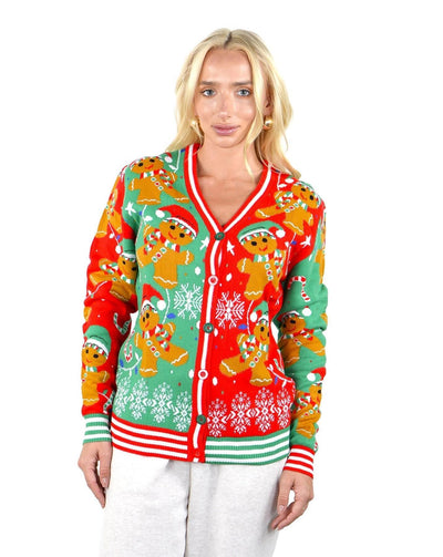 Socal Look Women's Ugly Christmas Sweater, Long Sleeve V-Neck Acrylic Holiday Cardigan