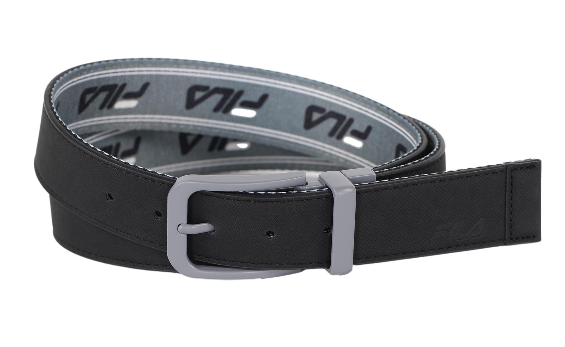 FILA Men's 1.45" Wide Reversible Bonded Leather Belt Black/Grey