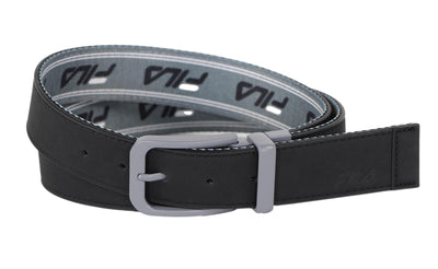 FILA Men's 1.45" Wide Reversible Bonded Leather Belt Black/Grey