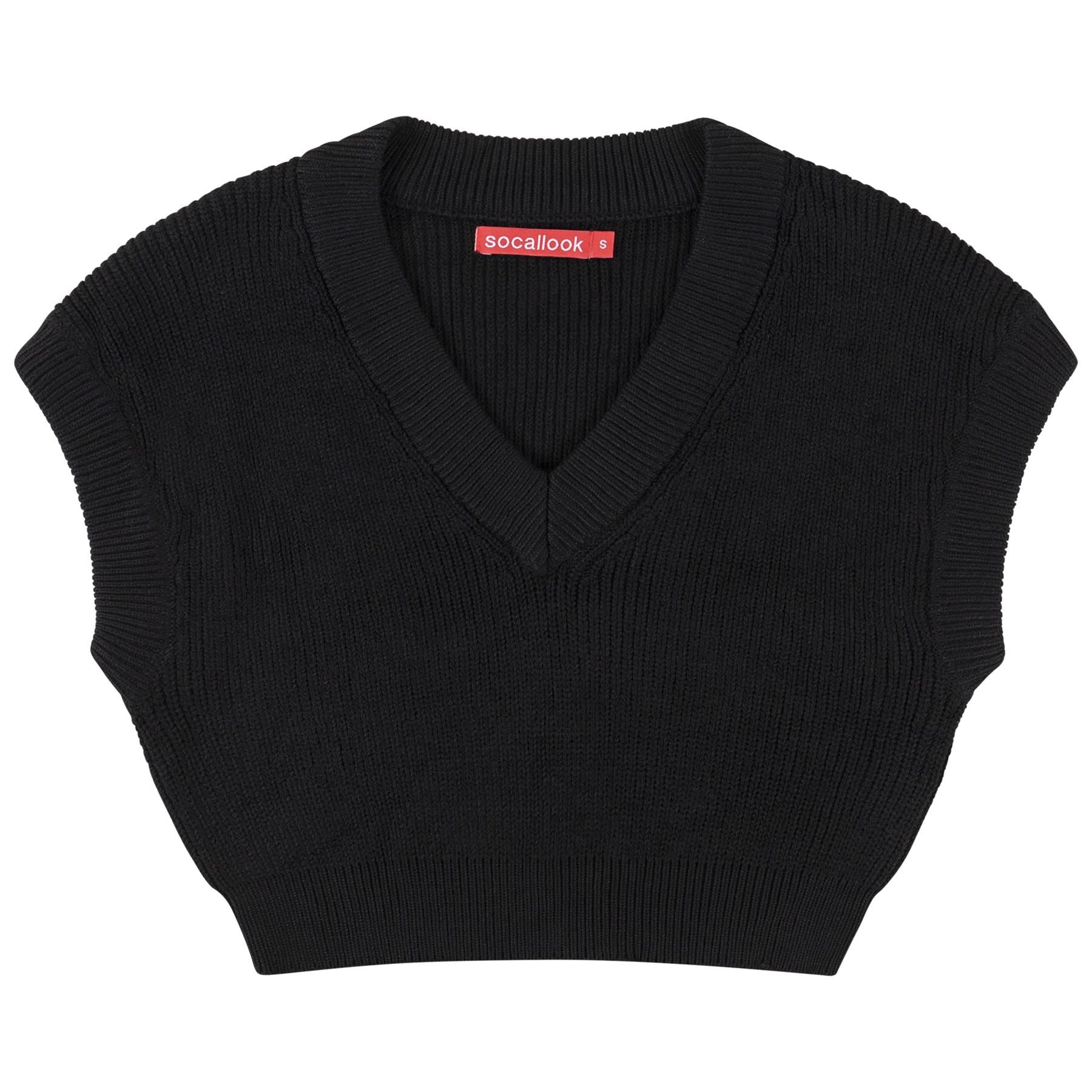 Socal Look Women's Sleeveless V-Neck Crop Top in Stretchable Viscose