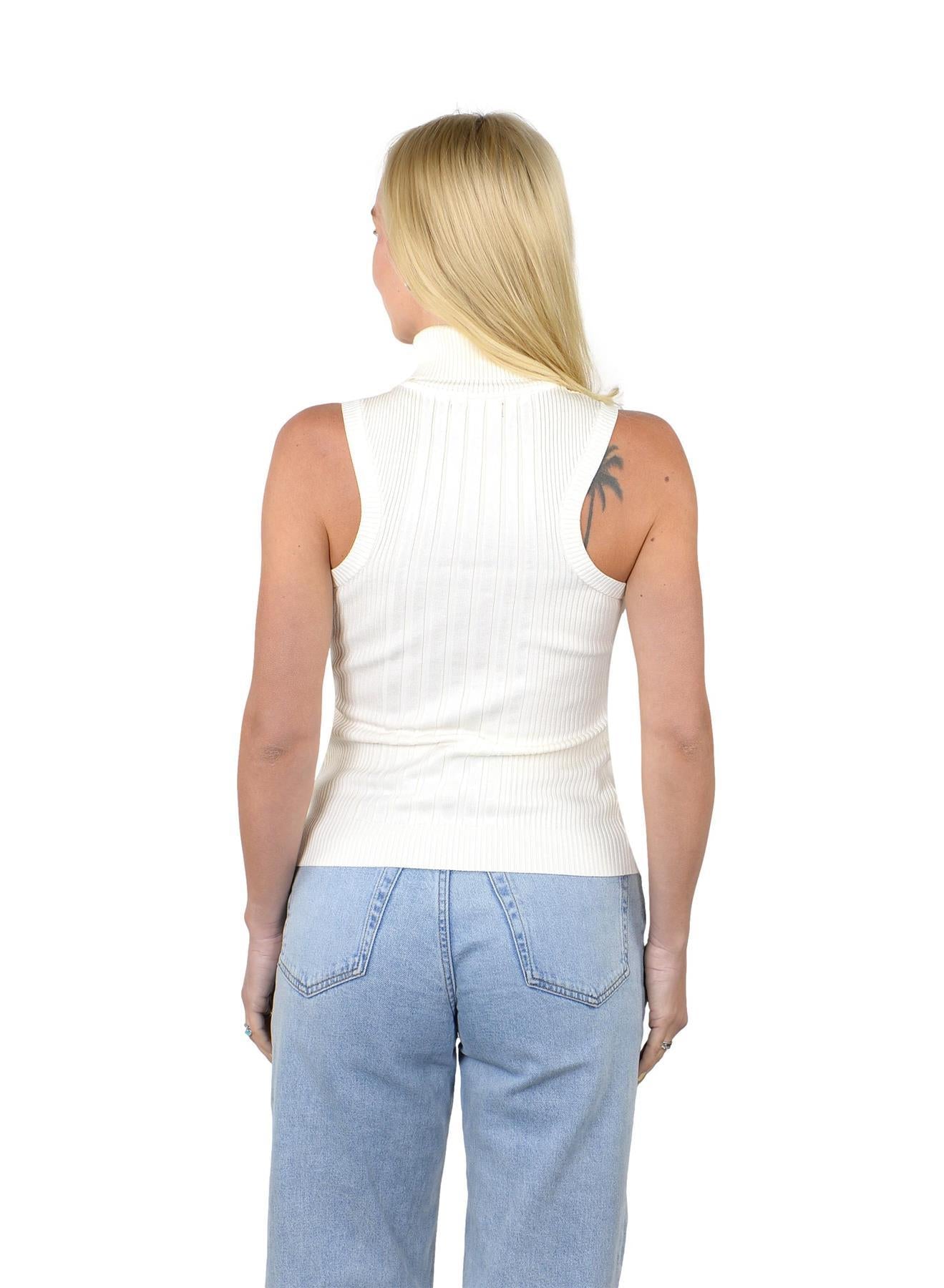 Socal Look Ribbed Women’s Sleeveless Turtleneck Top Y2K Cute