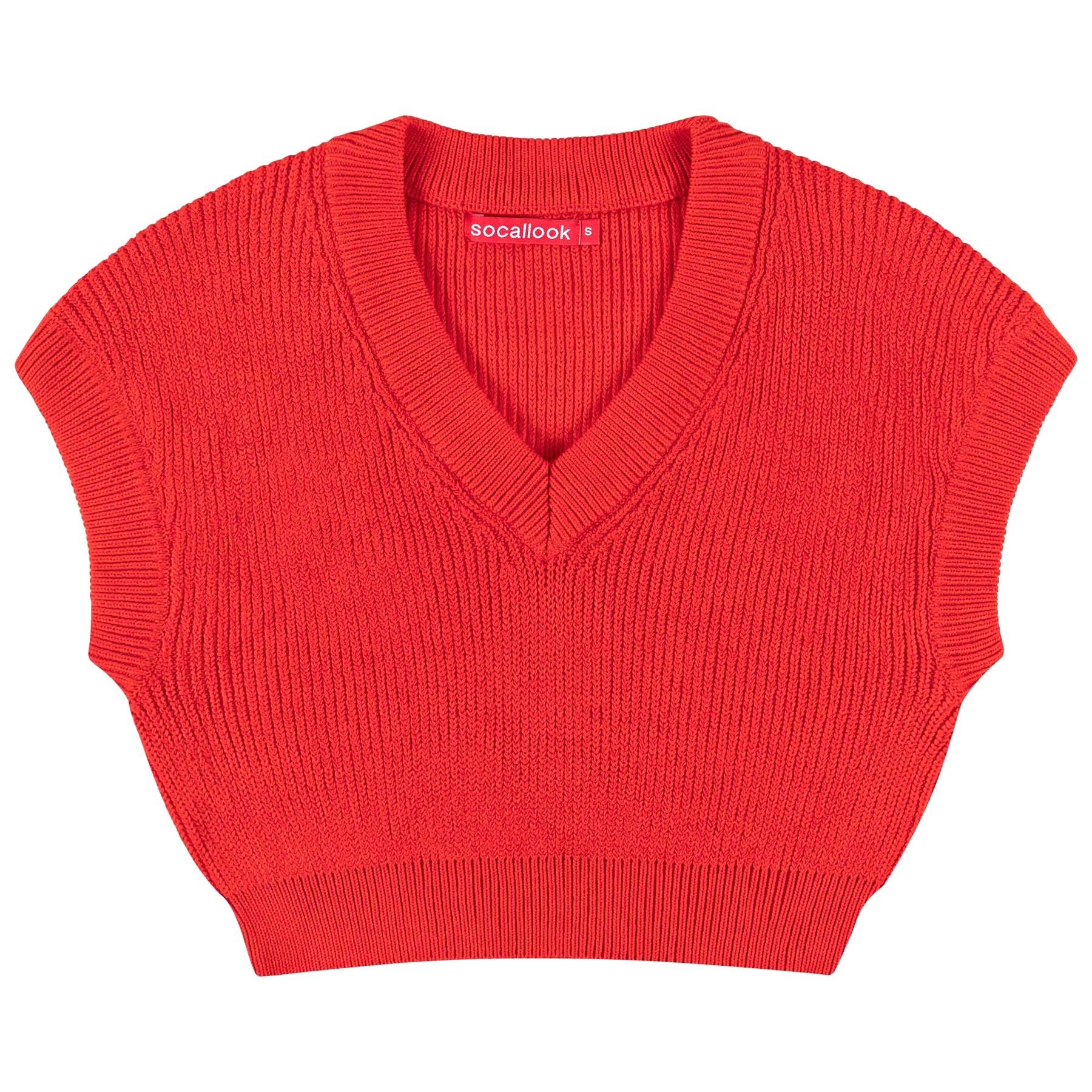 Socal Look Women's Sleeveless V-Neck Crop Top in Stretchable Viscose