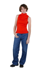 Socal Look Ribbed Women’s Sleeveless Turtleneck Top Y2K Cute