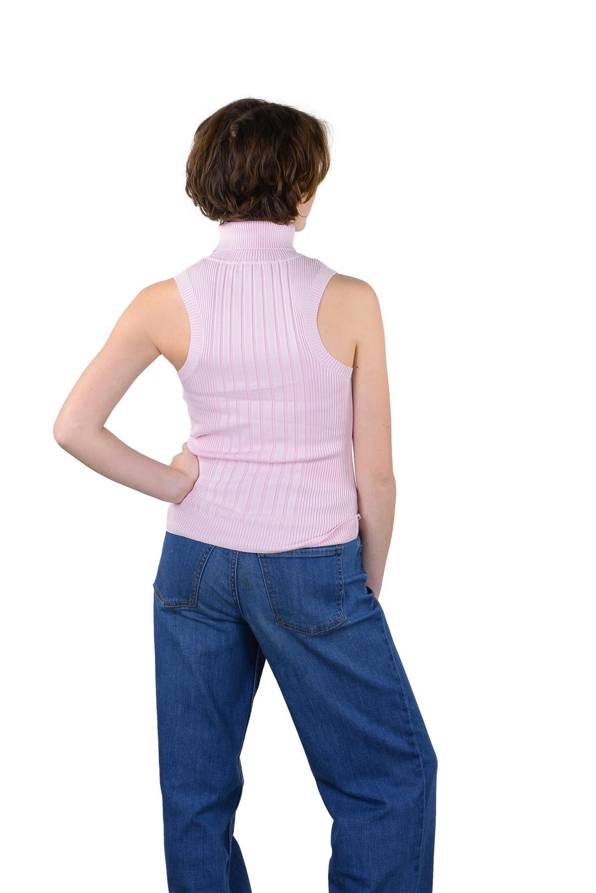 Socal Look Ribbed Women’s Sleeveless Turtleneck Top Y2K Cute