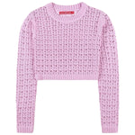 SOCAL LOOK Women’s Crochet Cotton Crop Top Long Sleeve Crew Neck