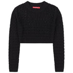 SOCAL LOOK Women’s Crochet Cotton Crop Top Long Sleeve Crew Neck
