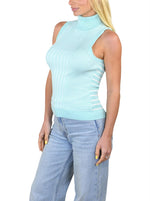 Socal Look Ribbed Women’s Sleeveless Turtleneck Top Y2K Cute