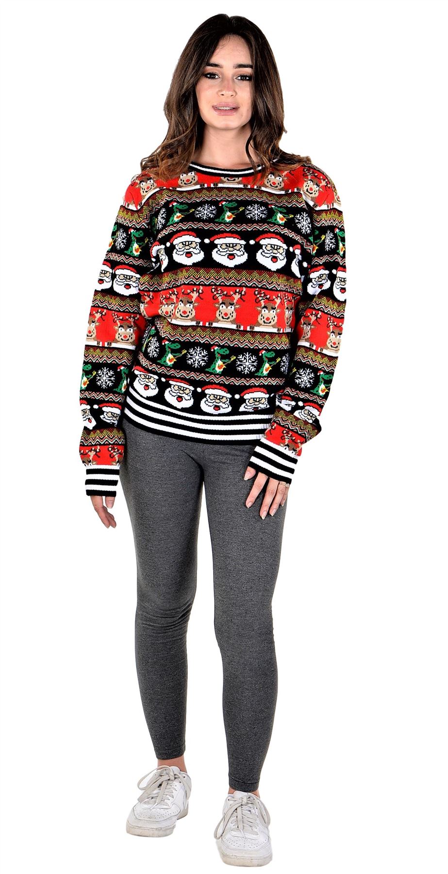 SOCAL LOOK Multicolor Unisex Youth Festive Ugly Christmas Sweater Funny Cute Santa Holiday Xmas Pullover for Big Boys & Girls
