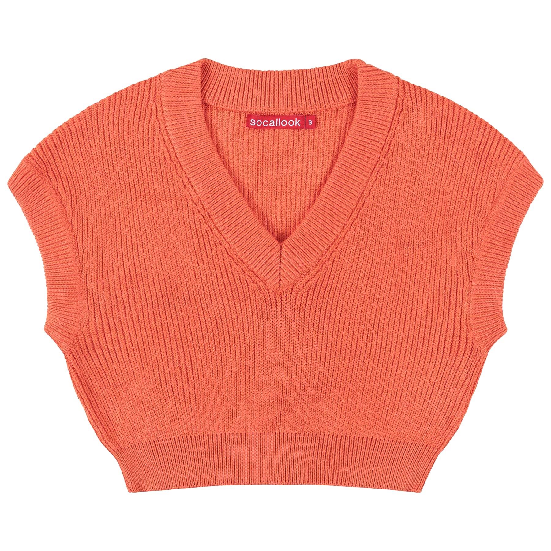 Socal Look Women's Sleeveless V-Neck Crop Top in Stretchable Viscose