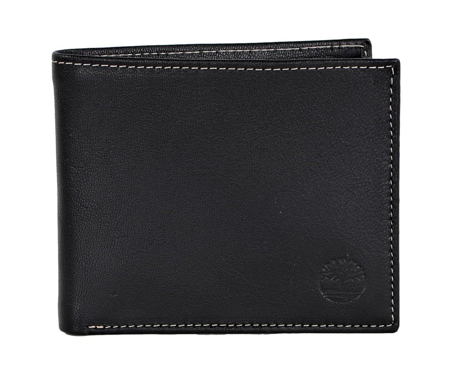 Timberland Men's Genuine Leather Bifold Passcase Wallet with Flip ID Pocket