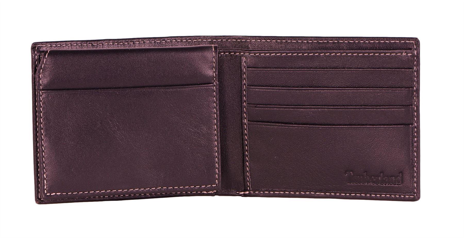 Timberland Men's Genuine Leather Bifold Passcase Wallet with Flip ID Pocket