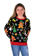 KESIS Kids Ugly Christmas Sweater - Black Long Sleeve Tacky Cute Holiday Pullover for Boys & Girls